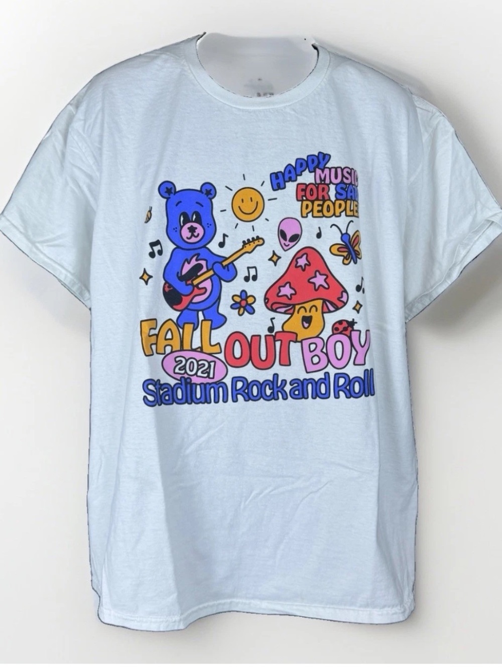 Fall Out Boy Shirt 2021 Stadium Rock Tour Graphic Tee Back Dates White XL